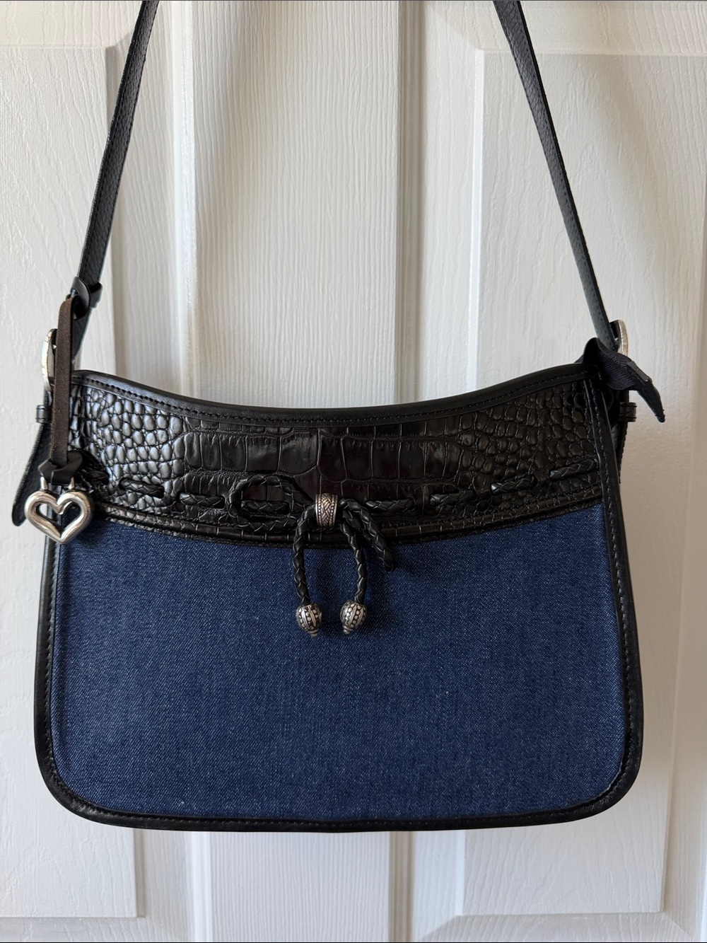 Brighton Black and Navy Denim Shoulder Bag